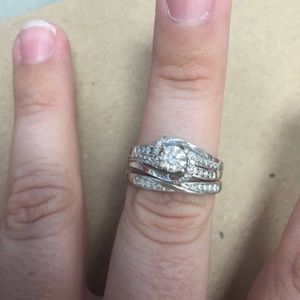 Diamond engagement and wedding ring